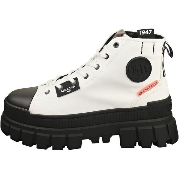 PALLADIUM Women’s Revolt Hi TX Boot In White/Black Sz 8.5 NEW - Picture 2 of 11